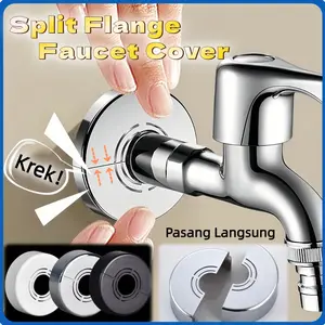 Self-Adhesive Faucet Cover Penutup Kran Terpisah Split Flange Ring Cover Penutup Pipa Air Dekoratif Chrome Finish Tutupan Lubang Dinding Aksesoris Kamar Mandi Dapur Sink Bathtub Serbaguna ALLsize Anti Debu Mudah Pasang Tahan Lama Ready Stock