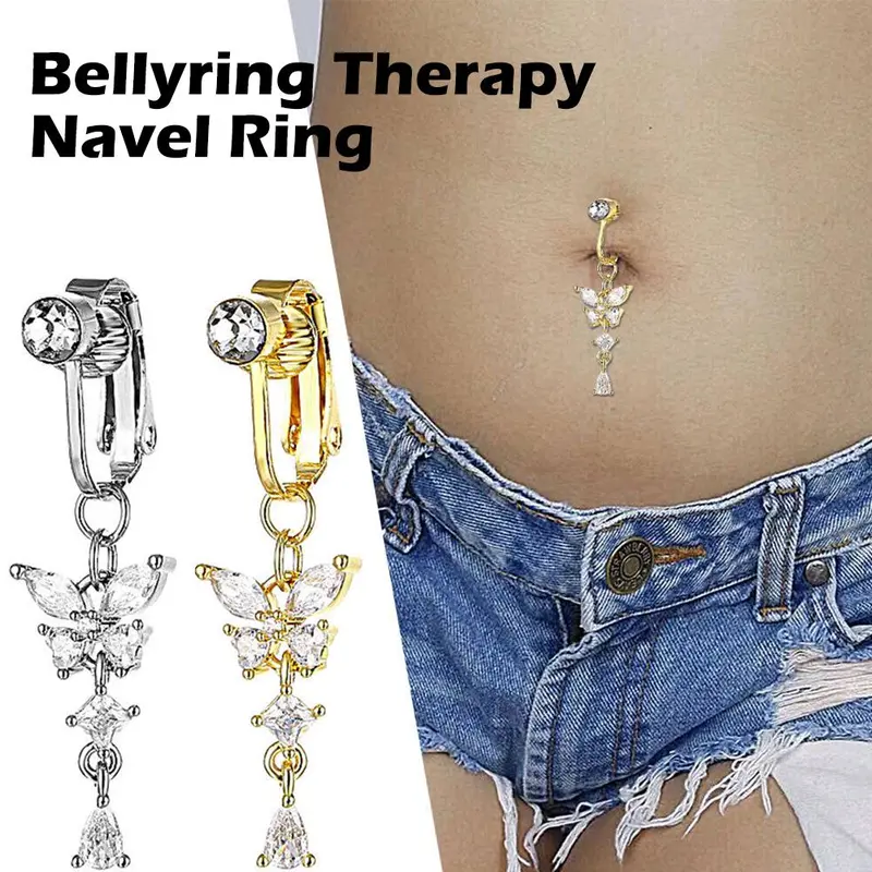 Khuyên Rốn Hình Bướm, Nhỏ Sáng Bóng, Không Cần Đục Lỗ, Phụ Kiện Móng Tay, Kẹp Gợi Cảm, Phong Cách Giả, G8L2 2