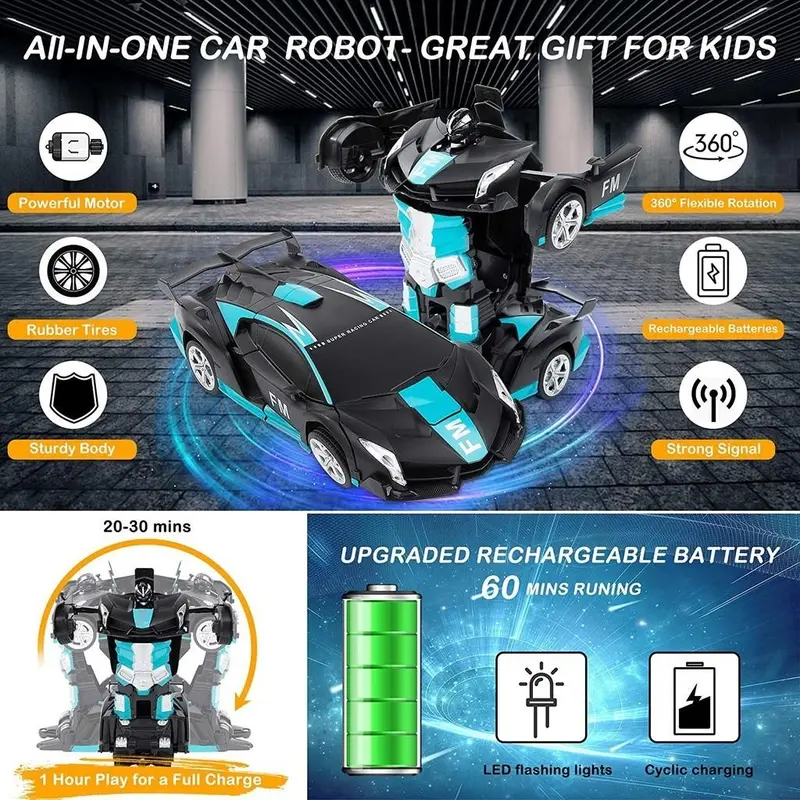 [Duffy toys](COD) Mobil Remote Control Robot Besar / Rc Transformer 1 : 18 Mobil Mainan Remot Control Jadi Robot Rechargeable Mainan Anak Jadi Robot Cas / Rc Mobil Robot Transformer /Robot Mainan Anak Laki laki 7