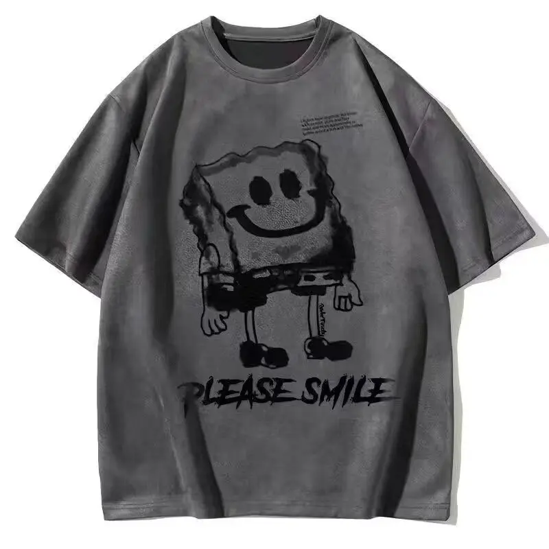 Sponge Short-Sleeved Men's Summer Cotton Trendy Men's Top