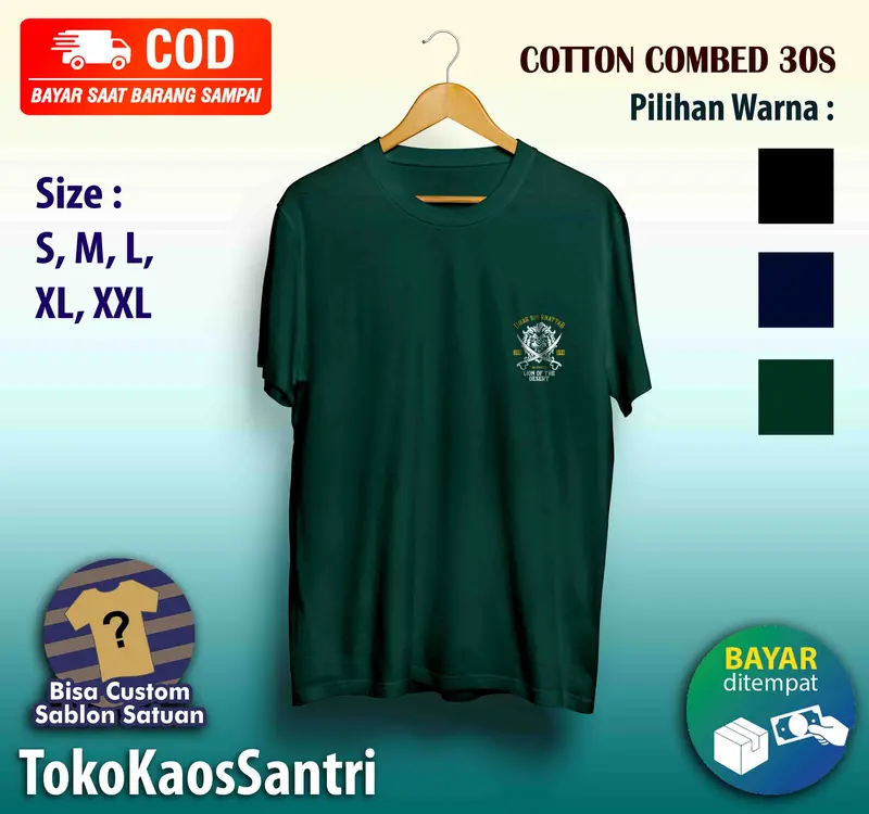 kaos distro santri Umar bin Khattab The lion of the desert Katun Santai dakwah muslim islami fashion terbaru viral tshirt cotton combed polos kata-kata Hitam Navy Custom Hijau 4