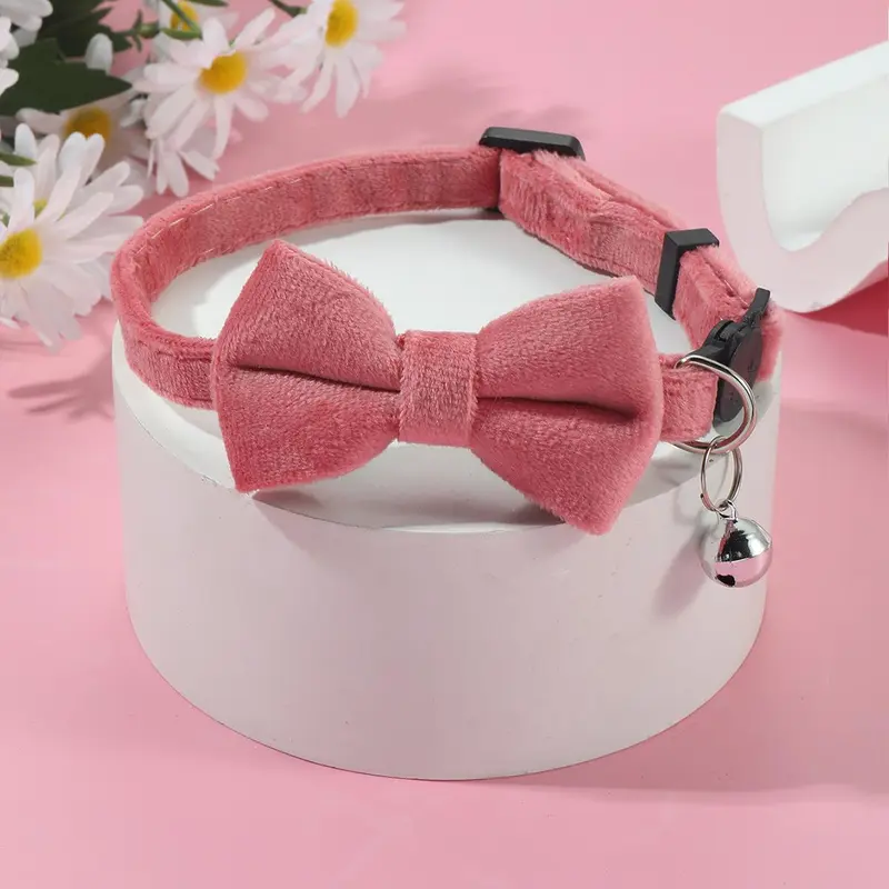 Cute Bowknot Design Pet Collar, 6 Counts/set Adjustable Pet Collar with Bell, Pet Accessories for Small Dogs & Cats, Pet Decorative Neckband 7