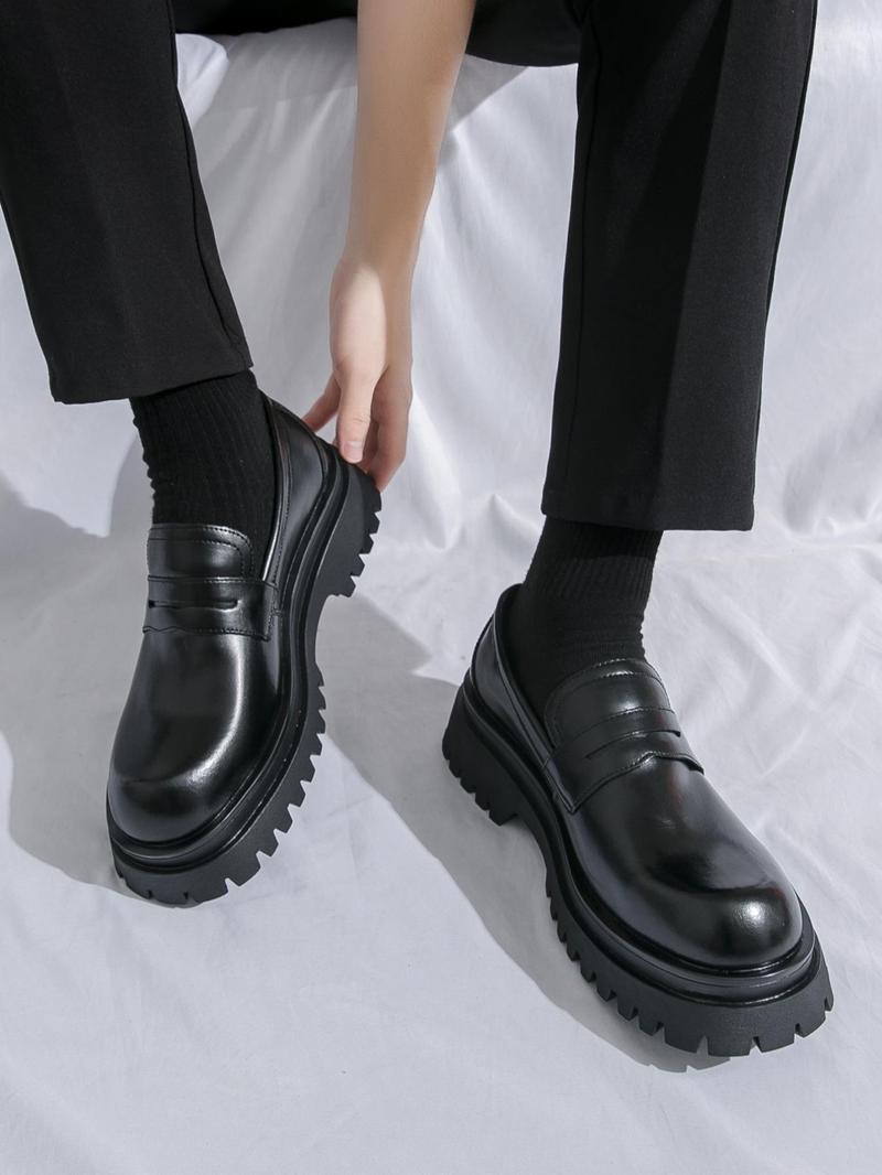 Product Introduction of Men's Business Style Solid Color Slip on Dress Shoes, Fashionable Round Toe Shoes for Work Office, Male All-match Commuter Shoes for Daily Wear 2