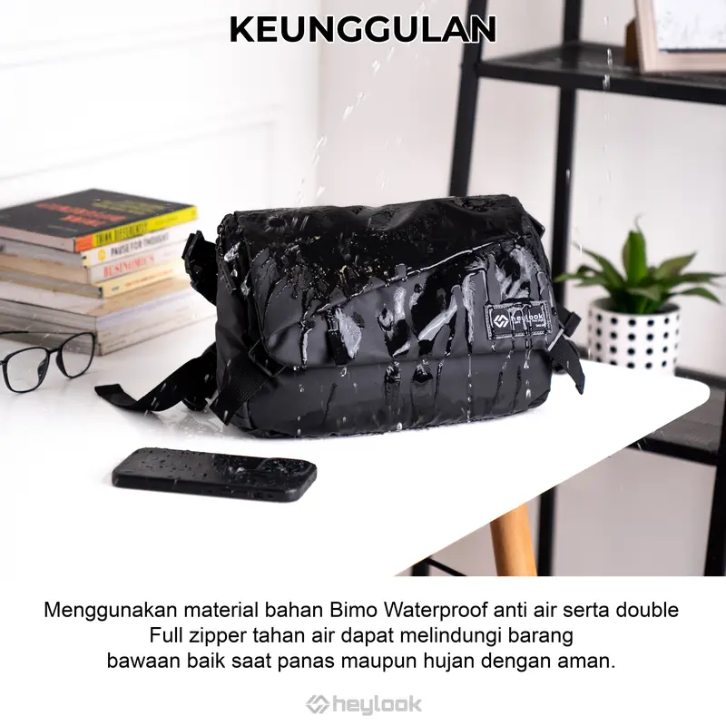 HEYLOOK Official - Tas Selempang Pria VOLTA Sling Bag Cowok Waist Bag Water Resist Shoulder Bag Tas Slempang Laptop Anti Air Messenger Bag Terbaru Slingbag Waistbag 7