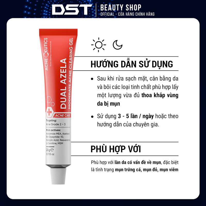 [Dược Sĩ Tiến] AcneCeutics Dual Azela Moderate Acne Clearing Gel - Hỗ trợ giảm và ngăn ngừa mụn - 20g 3