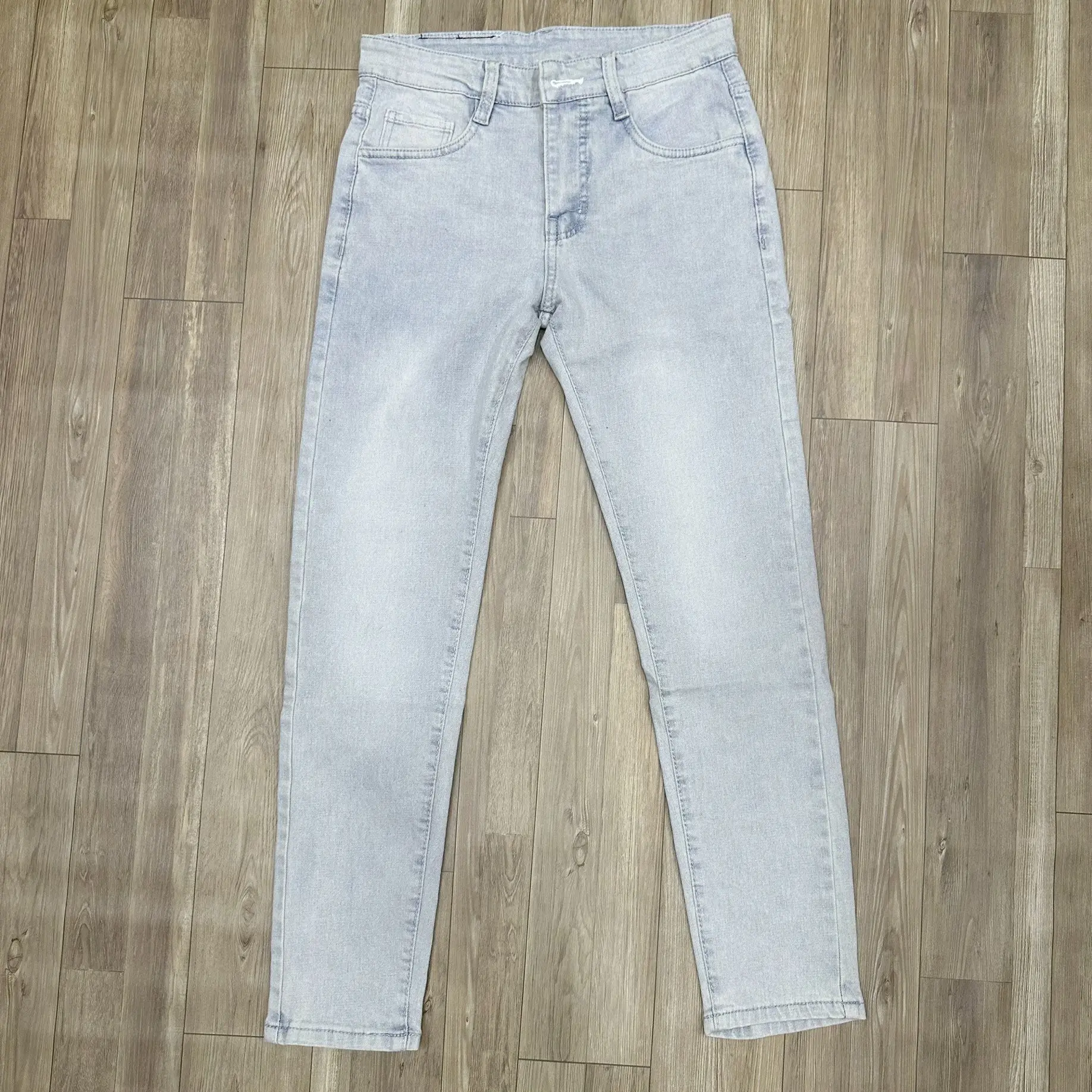 Quần Jean Nam Dài Chất Vải Mềm Co Dãn Thoải Mái Màu Bạc Trơn Menswear Pants