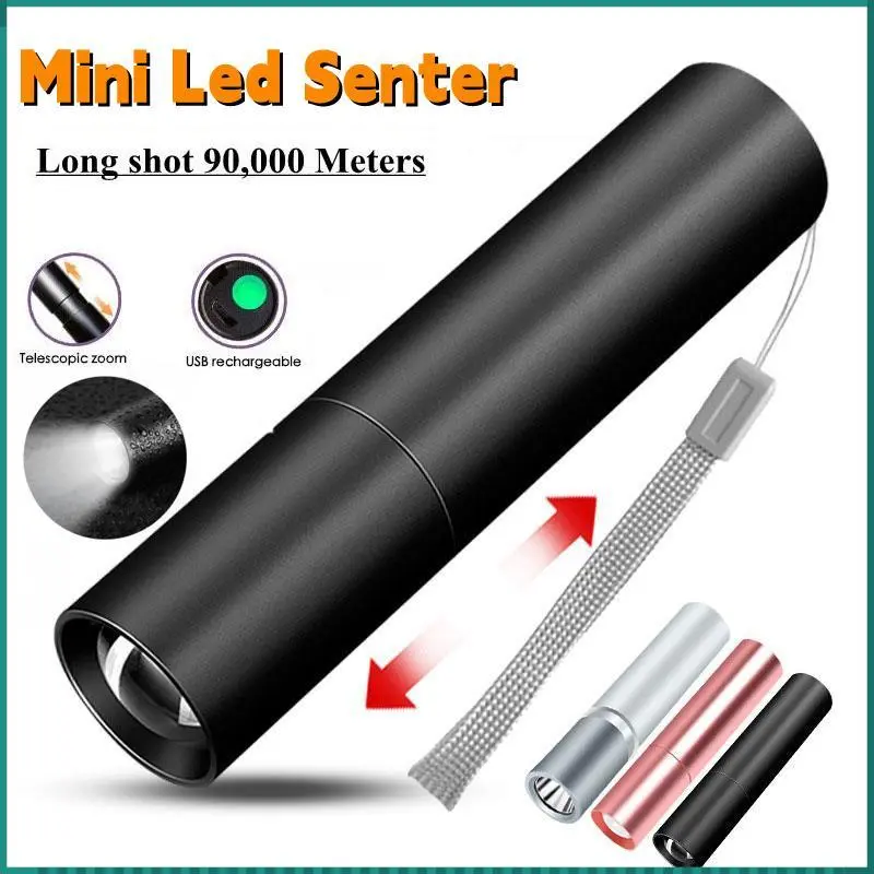 Lampu Senter Led Mini Portable Super Terang Jarak Jauh Usb Rechargeable Untuk Outdoor senter led super terang