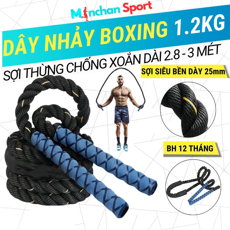 Dây Nhảy Boxing Tập Gym Nặng 1.2kg Dài 2.8m Đến 3m – Dây Nhảy Chịu Lực Tập Võ Thuật, Thể Lực Bền Bỉ Minchan M