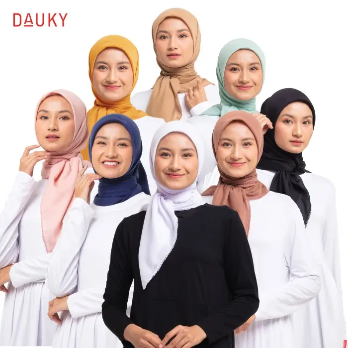 Dauky Scarf Polos Paris  Terlaris Voal Plain Square Scarf segi Empat Jilbab Kerudung polos Casual
