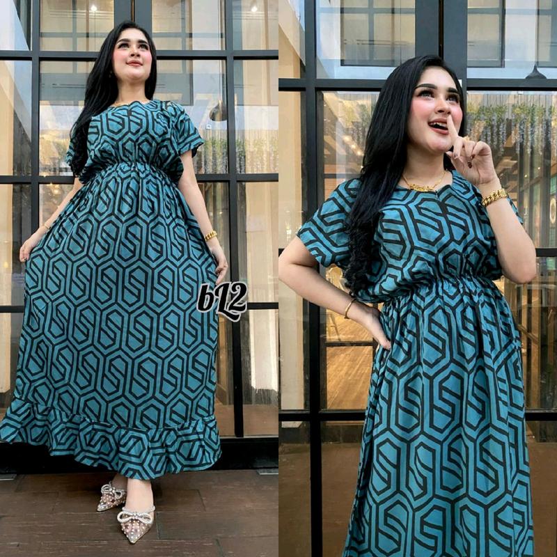 DASTER/DRESS MANOHARA Katun Busui Dress Lembut Rayon Rempel Tebal Kancing resleting 1