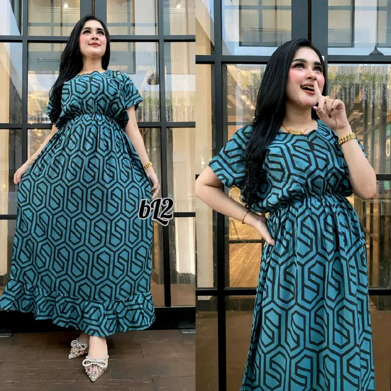 DASTER/DRESS MANOHARA Katun Busui Dress Lembut Rayon Rempel Tebal Kancing resleting 0