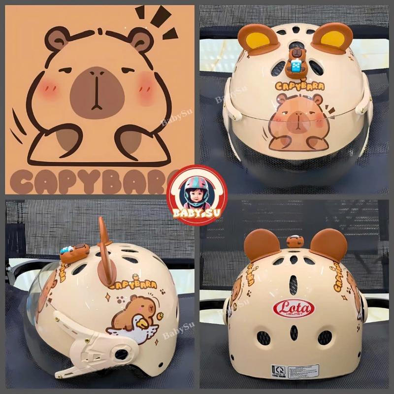 Nón bảo hiểm cho bé Labubu,  Capybabra, Kuromi gắn sticker 3D đạt chuẩn an toàn giao thông, bảo hành 12 tháng 5