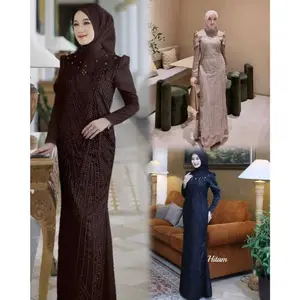 GD I GAMIS VIRALL MAHOGANY TERBARU VELVET MIX BRUKAT BAJU KONDANGAN MEWAH LEONA DRES VARIASI PAYET
