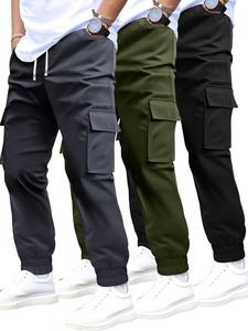 Men's Solid Flap Pocket Cargo Pants, Casual Street Fashion Regular Fit Trousers for Daily Wear, Men's Bottoms for All Seasons