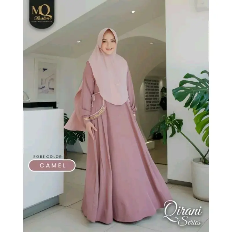 Qirani series muslim hijab fashion premium/ gamis set khimar murah/ arumhijab Mewah Twill Mom Pink 0