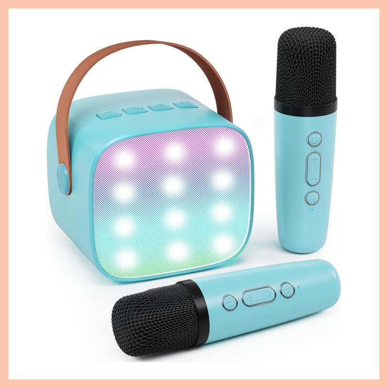 Loa Bluetooth Mini Kèm 2 Micro Không Dây Hát Karaoke Tại Nhà K11 - Củ Loa, Kem, Nghe Nhạc