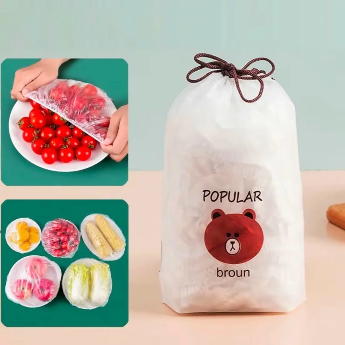 Combo 10 túi bọc thực phẩm gấu ( 500 chiếc ) co dãn siêu dai