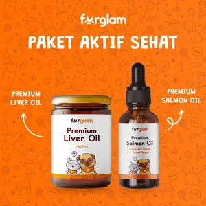 [BUNDLING] PAKET AKTIF SEHAT FURGLAM PREMIUM SALMON OIL dan FURGLAM PREMIUM LIVER OIL Untuk Kucing dan Anjing