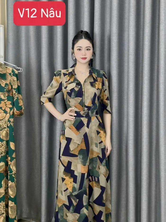 V12 ĐẦM SƠ MI TAY LỬNG KHÓA KÉO ĐỒNG - THANH LỊCH & SANG TRỌNG vay sang