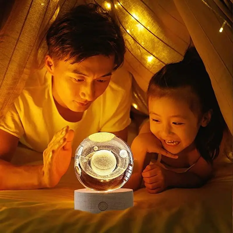 3D Crystal Ball Mặt trăng và cá voi vũ trụ ánh sáng ban đêm Glowing Trang trí nội thất Four Leaf Grass Giáng sinh Quà tặng Tình yêu Quà sinh nhật đèn Light 7