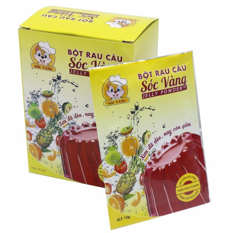 Thạch Rau Câu Sóc Vàng Hộp 10 Gói, Mỗi Gói 12g – Thạch Dẻo, Giòn Cho Món Tráng Miệng