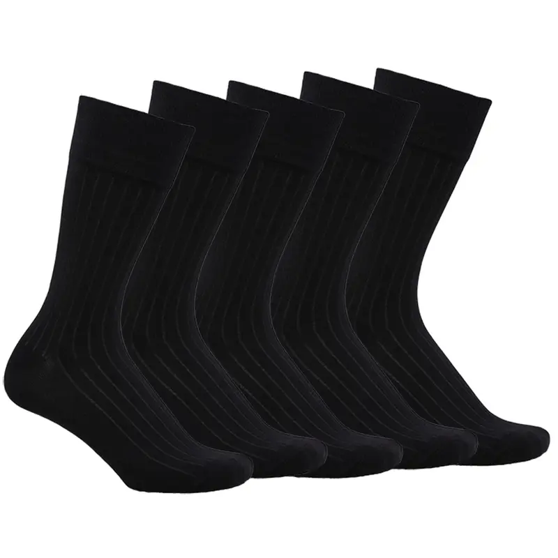 Combo 5 đôi tất vớ nam cổ cao công sở RANO gân chìm chất liệu cotton cao cấp thoáng khí co giãn 4 chiều màu đen Menswear 1