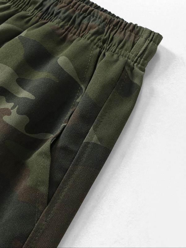 Men's Camo Print Flap Pocket Cargo Shorts, Regular Fit Casual Street Fashion Comfy Shorts for Summer, Men's Bottoms for Daily Wear, Tropical 3