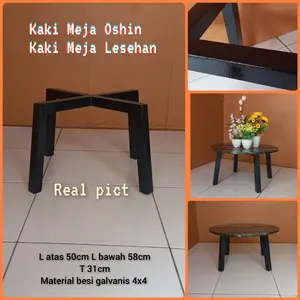 Rajameja Kaki Meja Lesehan Hitam Kaki Meja Oshin Besi Asli minimalis besi galvanis anti karat