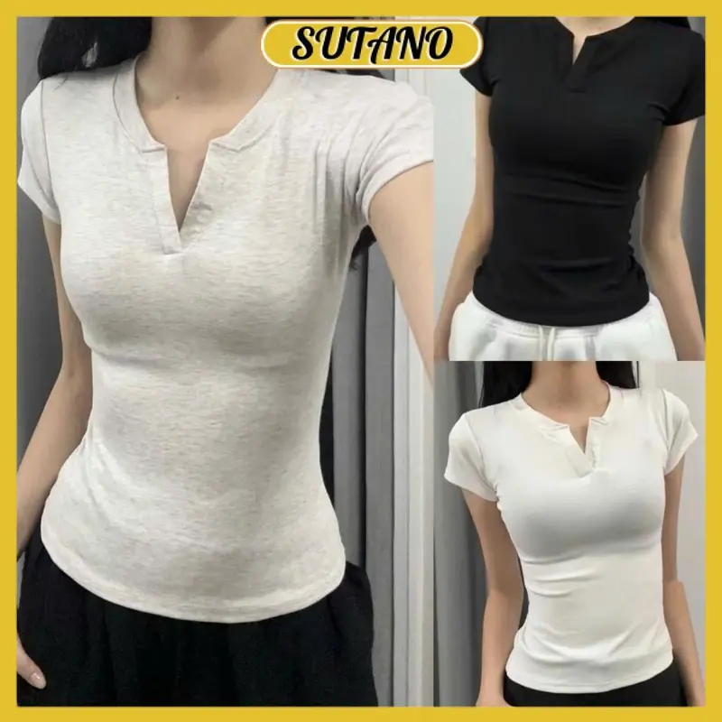 Áo thun nữ cổ trụ tàu ôm body cotton cao cấp A32 SUTANO