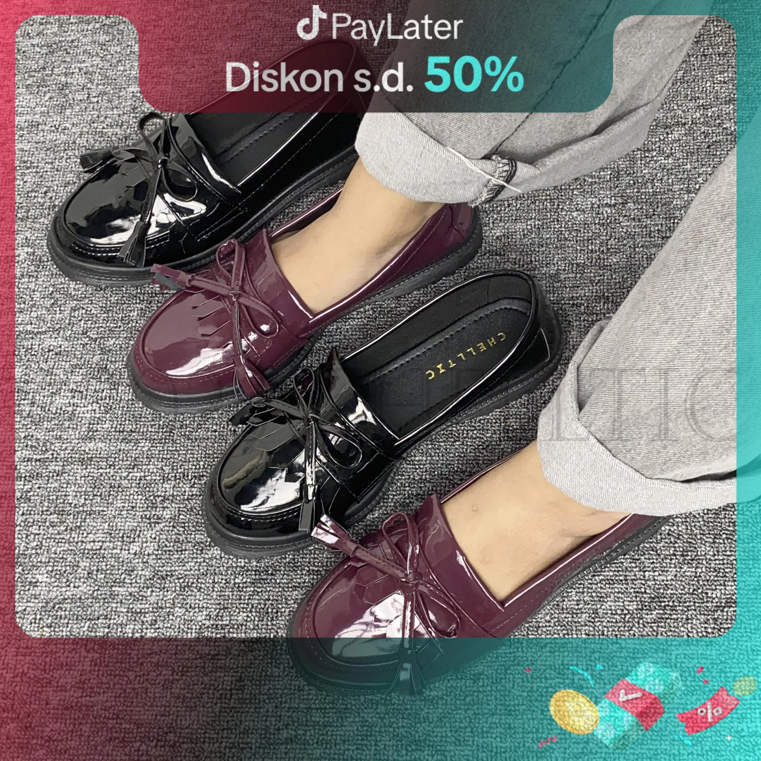 CHELLTIC Sepatu Docmart Sneakers Wanita Sneakers Shoes Fashion Korea Marry Jane Loafers Oxford Sport Kasual Sendal Cewek