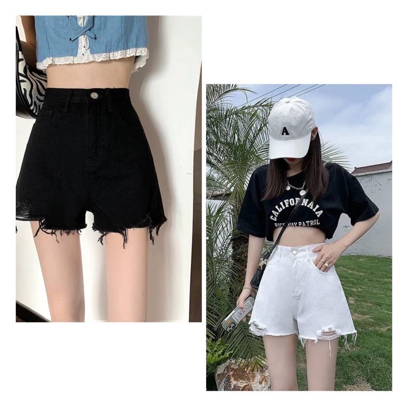 Quần Short Jean Nữ Lưng Cao Rách Kiểu Chất Mềm Mịn Bigsize Đến 80kg Ms1059