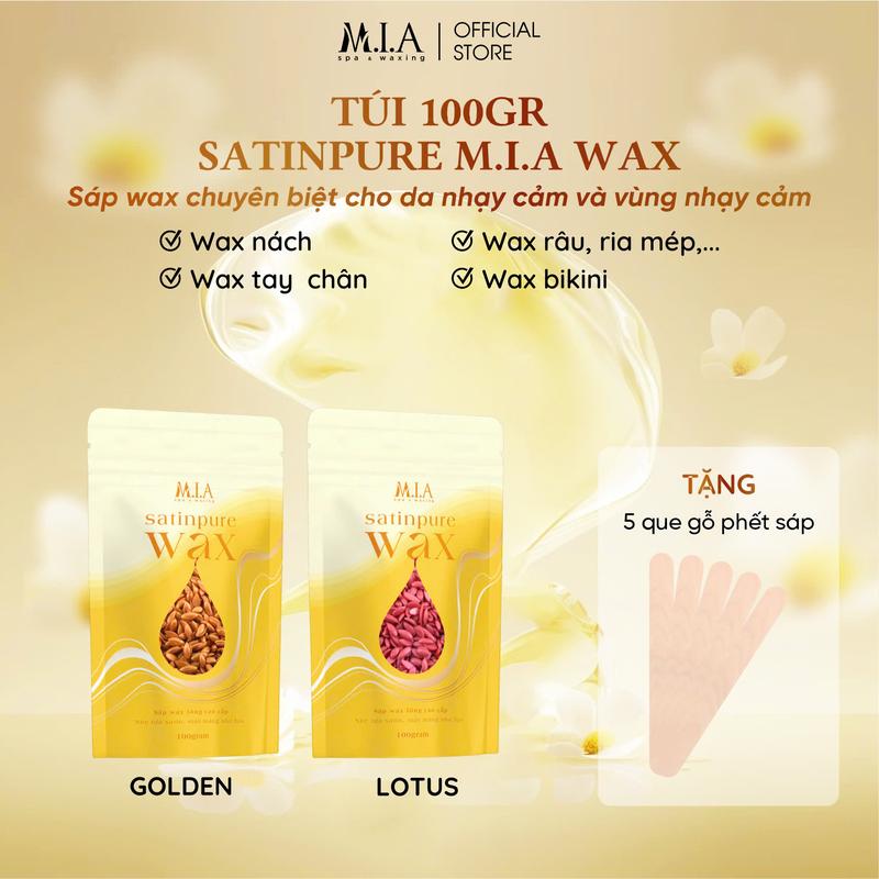 SATINPURE WAX - Tặng Que Gỗ 100gr Sáp Wax Lông Chuyên Biệt Dành Cho Da Nhạy Cảm & Vùng Nhạy Cảm Wax Lông Nách Wax Bi Wax Lông Tay Lông Chân Wax Toàn Thân - MIA WAXING