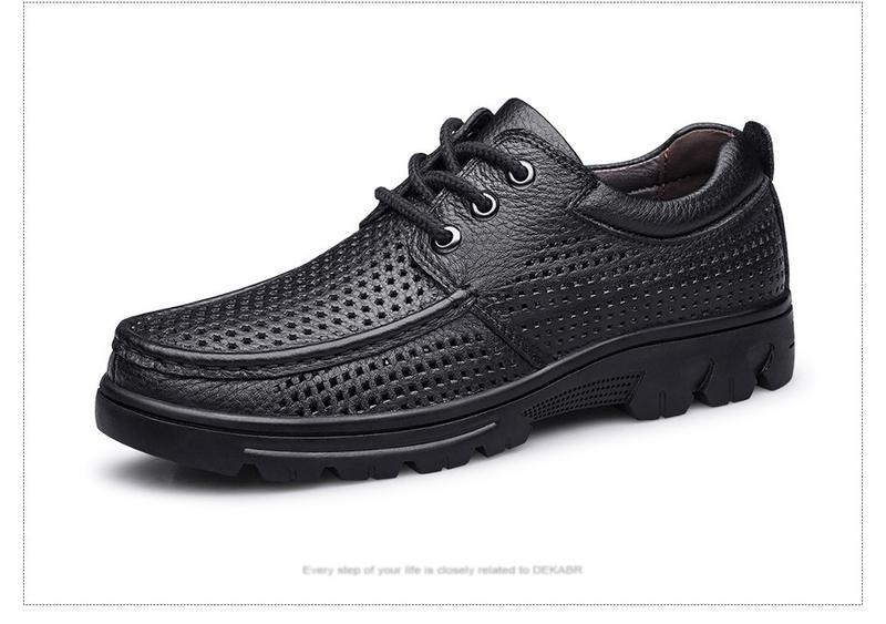 Product Introduction of DEKABR New Lace Up Fashion Genuine Leather Casual Men Shoes Designer Comfortable Breathable Loafers Driving Shoes Big Size 37-50 50