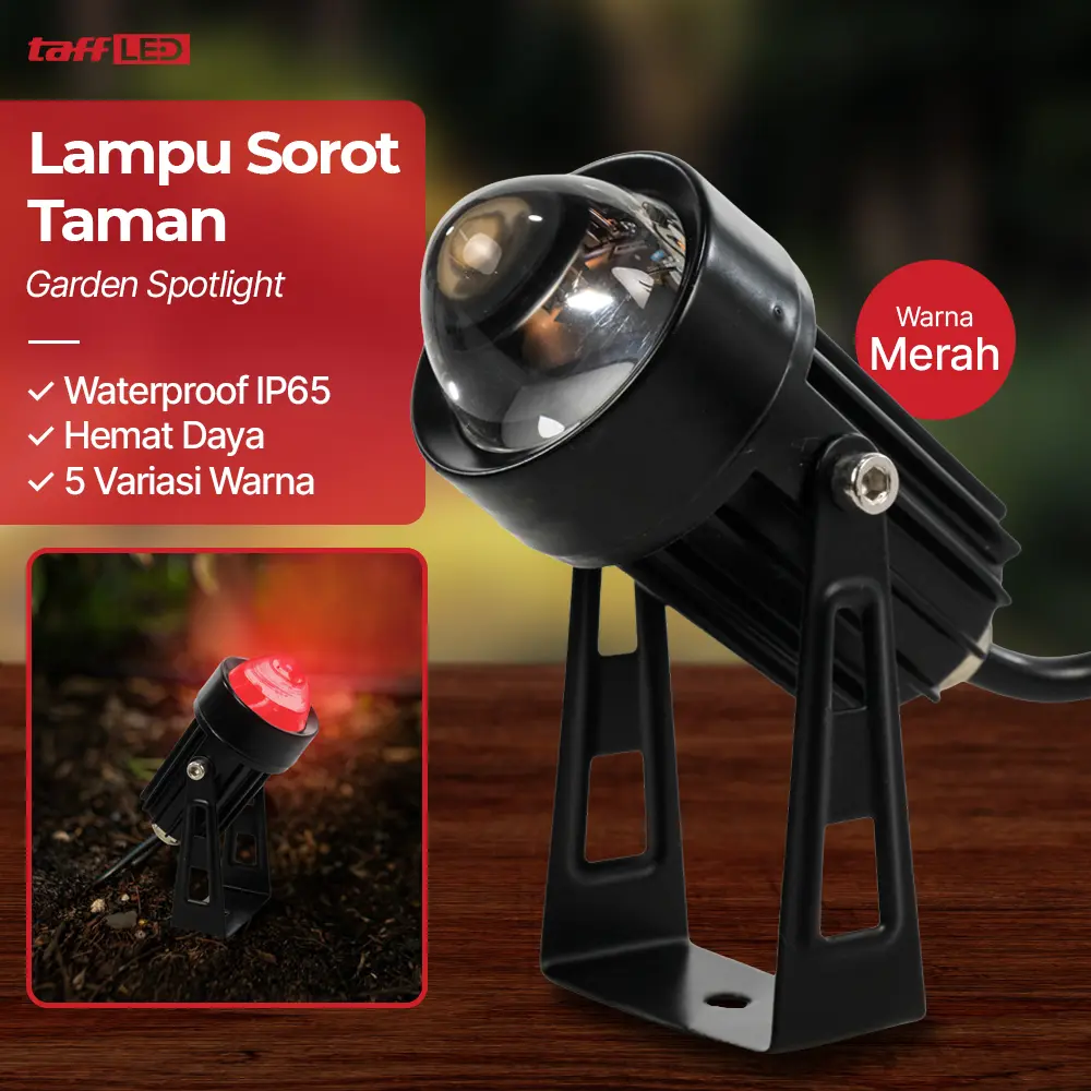 Pencahayaan Baru TaffLED Lampu Taman Hias Sorot Garden Spotlight Waterproof 90-240V 3W - KU-02