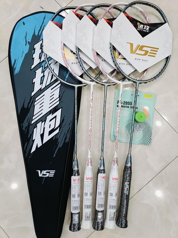  vợt cầu lông VS Titan 1000 chính hãng hai màu xám căng sẵn cước 11kg  và trắng tặng kèm quấn cán và bao đựng vợt 