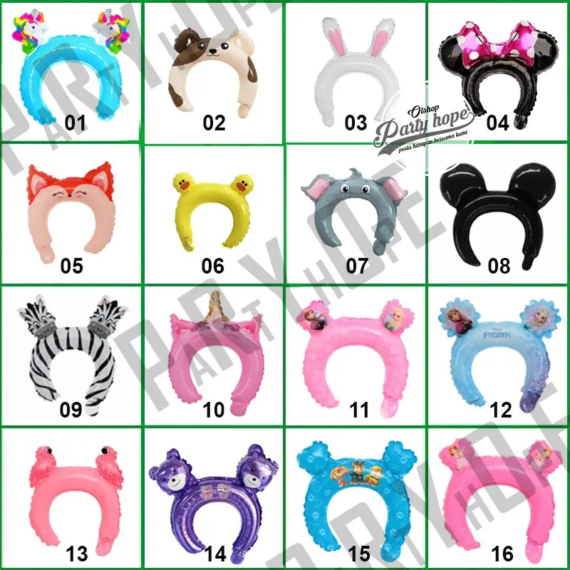 ( isi 10 ) balon bando anak karakter / balon bandana / balon karakter / Animal head band ( isi 10 ) balon bando anak karakter / balon bandana / balon karakter / Animal head band