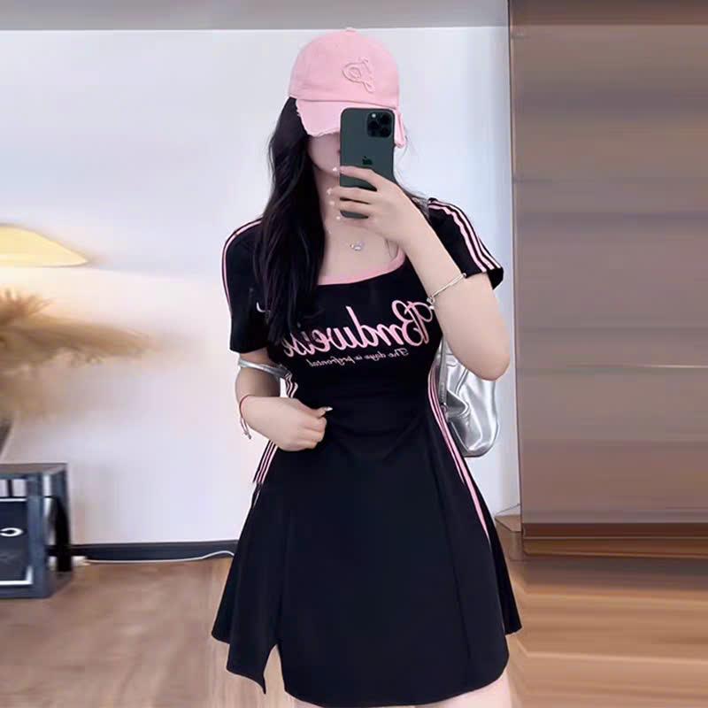 Váy Chữ A Cổ Vuông Nữ Thiết Kế Eo Thon Thanh Lịch Nữ Tính Mát Mẻ Vào Mùa Hè_Lazy Có Bigsize