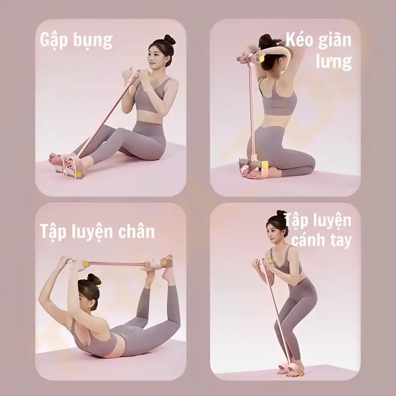 Dây Tập Bụng, Dây Kéo Đàn Hồi Kháng Lực 4 Ống Cao Su Tập Thể Dục, Tập Gym, Tập Yoga, Dây Kháng Lực Tại Nhà 7