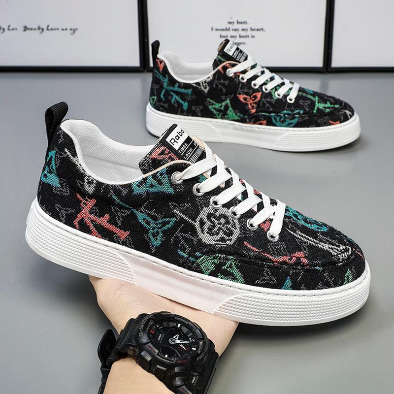 Giày Nam Sneaker Thời Trang Hoạ Tiết Gấu Mũi Tròn, Chất Liệu Vải Đệt Đế Bằng Shoes tăng chiều cao giay tet the thao Nhung Hoa 6