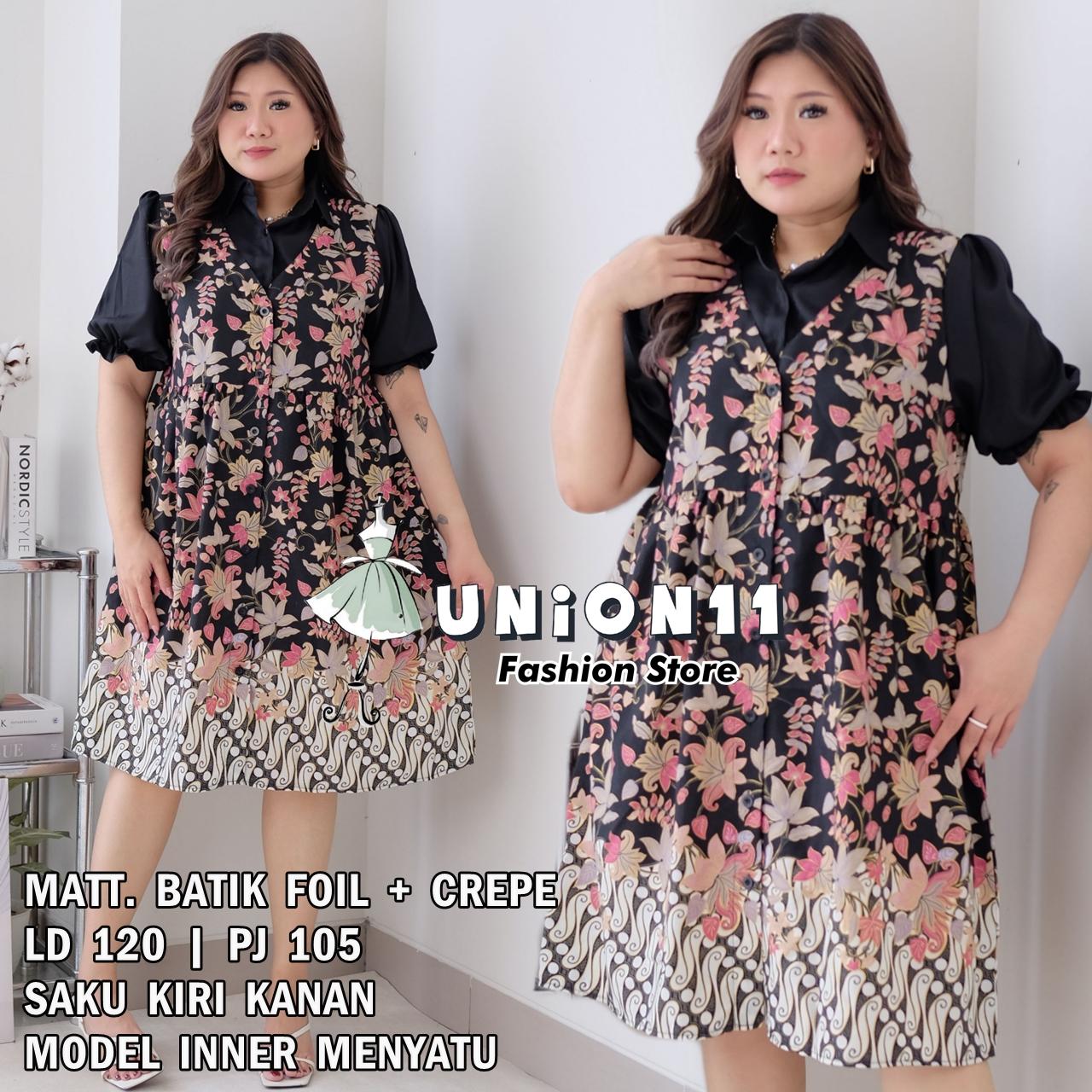 Union11 - Dress Jumbo Dress Wanita Dress Ld 120 Xxxl Big Size Muat Bb 90 Kg Kahiyang
