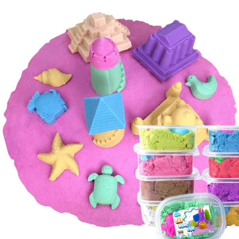 Hộp Cát Động Lực TAKACOL có khuôn chơi kèm trong hộp, cát động lực mềm dẻo, không dính tay, an toàn cho bé khi chơi Đồ Chơi Toy