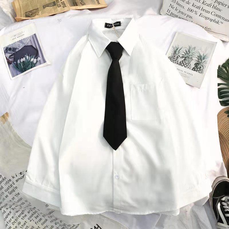 Áo Sơ Mi Trắng, Dành Cho Nam Và Nữ, Phong Cách Preppy Sinh Viên, Áo Sơ Mi Lông Cừu Dài Tay, Dáng Rộng Vừa Vặn, Thích Hợp Cho Mùa Thu, Phong Cách BF Cơ Sở, Được Các Khách Hàng Lặp Lại 909, Hàng Mới Về Năm 2025 2