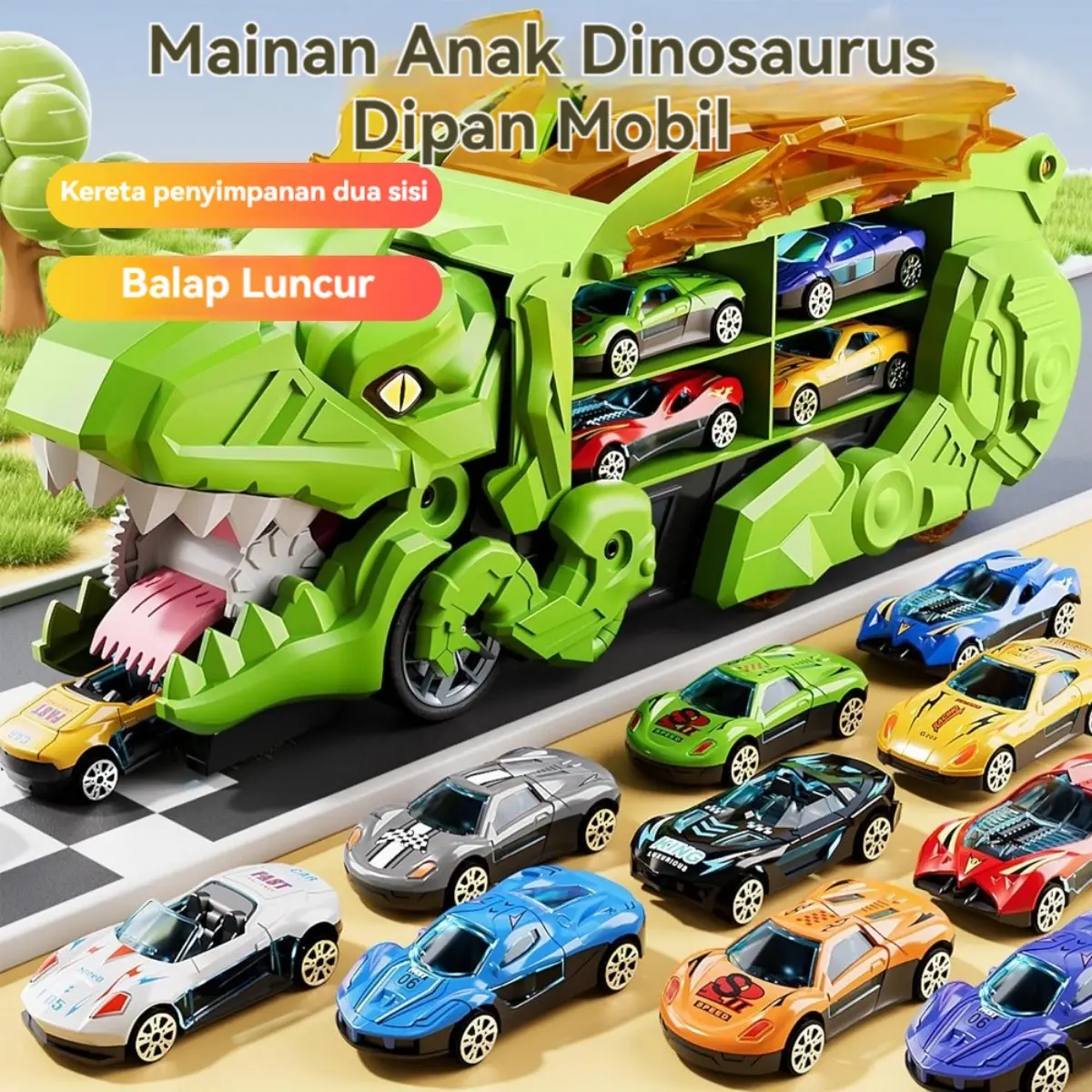 Mobil Mainan Truk Menelan Dinosaurus Interaktif untuk Anak-anak Truk Mobilan Seru dengan Efek Suara dan Gerakan untuk Meningkatkan Imajinasi dan Keterampilan Motorik Anak Truck