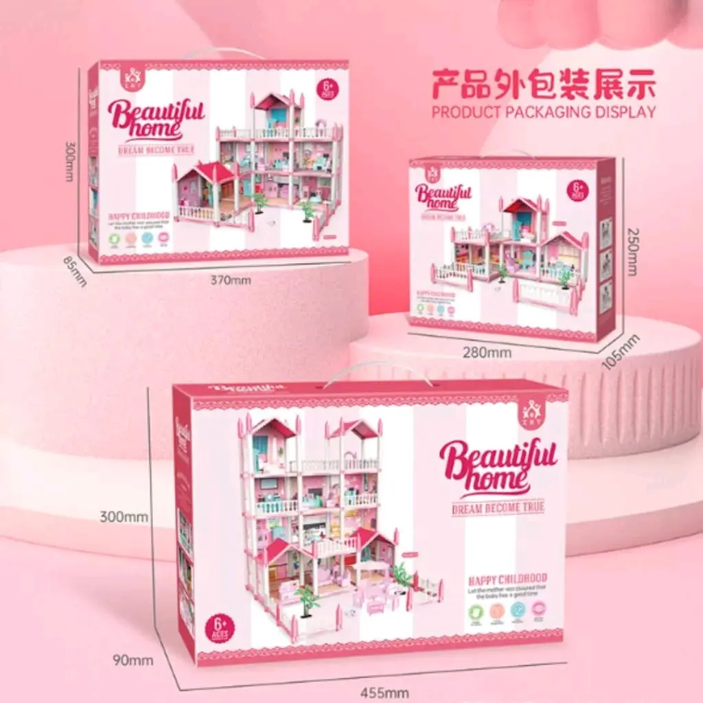 Mainan Rumah Barbie Berlampu Mainan Dollhouse Princess Villa Mainan Rumah Rumahan DIY murah
