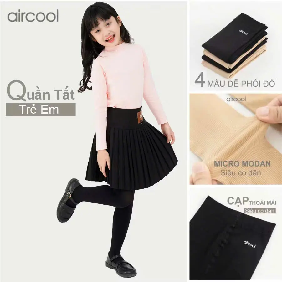 Quần tất giữ nhiệt bé gái AIRCOOL siêu co giãn sợi modal giữ ấm cho bé từ 3-15 tuổi - QT01