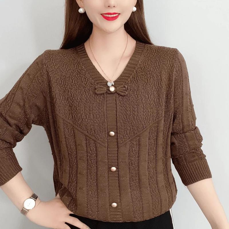 Product Introduction of Áo Lớp Nền Thời Trang Cổ Chữ V, Thiết Kế Đơn Giản Và Dễ Phối Đồ Áo Len ngắn Tay Dáng Rộng Ngoại Cỡ Áo Len Dệt Kim khoét Bộ Sưu Tập Đầu Thu Nóng Bỏng, Năm 2024 Nữ Top 10