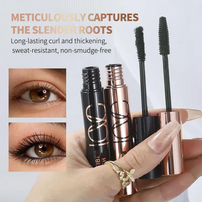 Long Lasting Eyelash Extensions Mascara & Graft Fiber Set, 2 Counts/set Eye Lashes Lengthening & Styling Mascara & Graft Fiber Stick 6