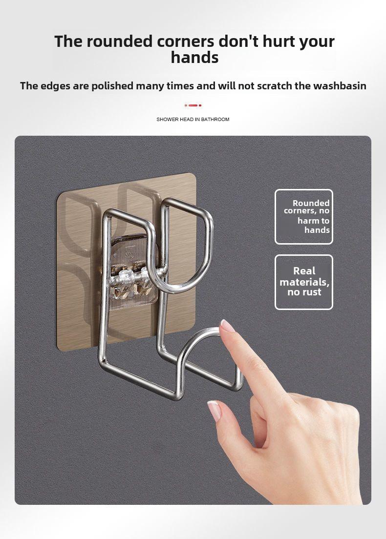 Product Introduction of No Drill Bathroom Hooks - Adhesive Wall Mounted Basin Holder, Space Saving Shower Organizer, Strong Sticky Hanging Rack for Face Wash Bowl, Durable & Waterproof - Perfect for Home, Toilet, Kitchen - Easy Install, Stay Firm 7