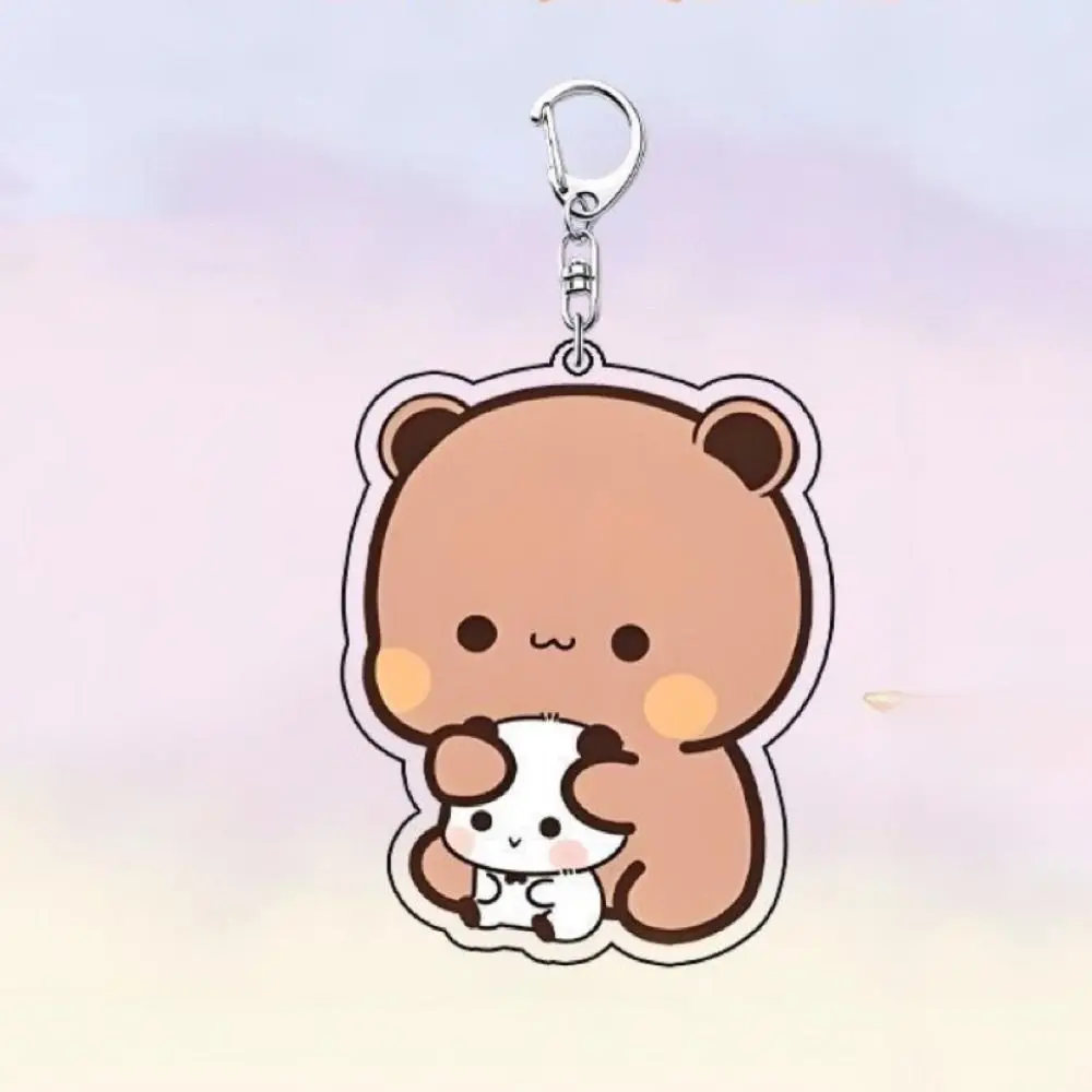 Schoolbag Ornaments Cartoon Bubu Dudu Key Chain Animal Cartoon Bubu Dudu Keychains Kawaii Sweet Panda Bear Keyring School Bag Accessories