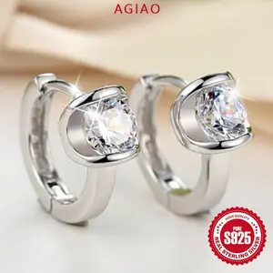AGIAO S925 Angel Anting Gadis Tombol Tremella Kecil